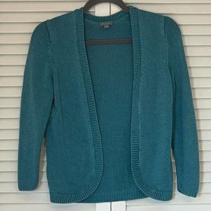 Ann Taylor open cardigan sweater shrug teal women medium